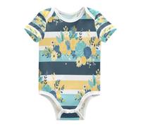 DDDIYEU Margarillas Amarillas Alegres Floral Body de Bebé Manga Corta de Algodón Para Bebés de 3-24 Meses De Verano