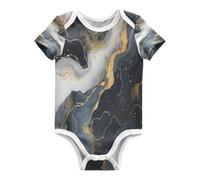 DDDIYEU MáRmol De Oro Negro De Lujo Body de Bebé Manga Corta de Algodón Para Bebés de 3-24 Meses De Verano