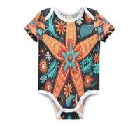 DDDIYEU Naranja Estrellas De Mar Alegre OcéAno Body de Bebé Manga Corta de Algodón Para Bebés de 3-24 Meses De Verano