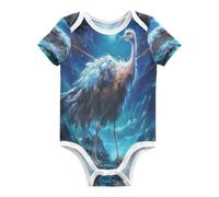 DDDIYEU Obra De Arte MíStica De Avestruz Azul Body de Bebé Manga Corta de Algodón Para Bebés de 3-24 Meses De Verano
