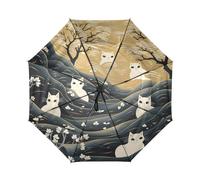 DDDIYEU PatróN De Aceite Gatos Lindos AutomáTicos Paraguas de Viaje Resistente Viento Compacto con ProteccióN Solar UPF 50+ Ideal para JóVenes
