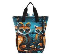 DDDIYEU PequeñOs LéMures Zorro Flor Arte Mochilas de Pañales para Gran Capacidad Pañal Bolso Mochila para Viajar al Aire Libre Mamá y Papá
