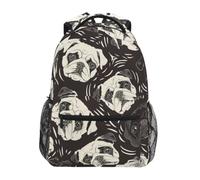 DDDIYEU Perros Tristes Oscuros De Los Pugs Mochila de Estudiantes Hombro Mochilas para Viajes Escolar Niños Niñas