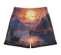 DDDIYEU PetróLeo Obra De Arte Luna Bañador de Niña,Pantalones Cortos de Playa de Secado Rápido,Pantalones de Natación para Niños