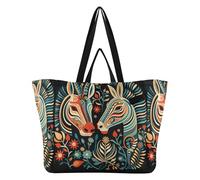 DDDIYEU Pintura Acuarela Fresca Cebra Bolsa de Playa Impermeable para Mujer,Ideal para Viajes Compras Comestibles