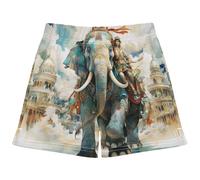 DDDIYEU Pintura Al óLeo Elefante Bañador de Niña,Pantalones Cortos de Playa de Secado Rápido,Pantalones de Natación para Niños