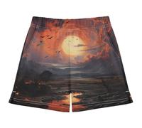 DDDIYEU Pintura Al óLeo Elegante De La Puesta del Sol del Mar Bañador de Niña,Pantalones Cortos de Playa de Secado Rápido,Pantalones de Natación para Niños