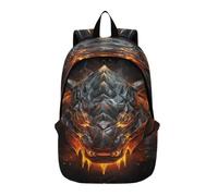 DDDIYEU Rinoceronte Ardiente Rugiendo Ardiendo Mochila de Computadora Portátil Ligera Mochila de Senderismo Paquete Diario de Campamento