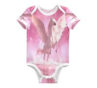DDDIYEU Unicornio Rosa FantasíA De EnsueñO Body de Bebé Manga Corta de Algodón Para Bebés de 3-24 Meses De Verano