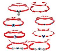 Ddff 8 Piezas Pulseras de la Suerte y Protección, Pulsera mal de Ojos Mujer, Pulseras de la Suerte Hilo, Tamaño Ajustable, Hecho a Mano, Mantiene Alejados a los Espíritus Malignos, para Bebé, Fiesta