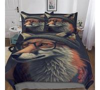 DDFRTYY Hipster Renard in Clothes - Juego de cama 3D con funda de almohada (200 x 200 cm)