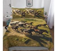 DDFRTYY Horse Juego de ropa de cama de 2 piezas, funda nórdica para niña y niño, microfibra, suave, con fundas de almohada, 135 x 200 cm