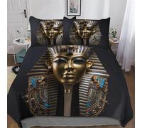 DDFRTYY Juego de funda de edredón de mitología egipcia, suave y acogedor, juego de ropa de cama de 3 piezas con funda de almohada, funda de edredón de fácil cuidado para niños y adultos, doble (200 x