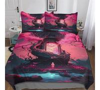 DDFRTYY Juego de ropa de cama cósmica del árbol de la vida, 2 piezas, funda nórdica y funda de almohada, para niños y niñas, dormitorio, microfibra, juego de cama individual (135 x 200 cm)