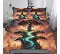 DDFRTYY Juego de ropa de cama cósmica del árbol de la vida, 3 piezas, funda nórdica de microfibra con funda de almohada, para adultos y niños, doble (200 x 200 cm)