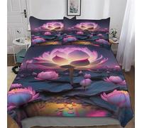 DDFRTYY Lotus Juego de ropa de cama de 2 piezas, funda nórdica para niña y niño, microfibra, suave, con fundas de almohada, 135 x 200 cm