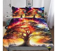 DDFRTYY Ropa de cama cósmica del árbol de la vida, 2 piezas, suave funda nórdica con fundas de almohada, para niños y niñas, microfibra, funda nórdica individual (135 x 200 cm)