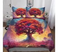 DDFRTYY Ropa de cama cósmica del árbol de la vida, sábanas con funda de almohada, juego de 3 piezas, transpirable, para adultos y niños, doble (200 x 200 cm)