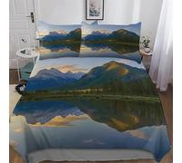 DDFRTYY Tranquilo juego de cama mañana de verano 3D para niñas y niños, juego de 2 piezas, funda nórdica con funda de almohada de microfibra (135 x 200 cm)