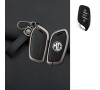DDHHBH Carcasa Llave para MG ZS EV,Aleación Protege Mando de Coche Tapas Llave Antiarañar Fundas para Llave con Emblema con Blando Cuero Llavero Gadgets Coche Interior,A-3