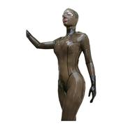 DDINGHOONQPODFR Máscara de látex de goma para disfraz de cosplay, mascarada. Grosor: 0.4 XS-7XL, gris ahumado, M