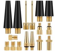 DDJ Adaptador de válvula Presta Schrader de 16 piezas, convertidor DV AV SV de latón, aguja de bomba de bola, aguja de inflado, juego de agujas de bomba de aire, adecuado para todas las bicicletas