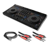 DDJ-GRV6 - Controlador de DJ de 4 canales con 2 cables Hosa CPR-203 Dual RCA de 1/4 pulgadas a doble RCA y cable Hosa STX-105M TRS a XLR de 1/4 pulgadas