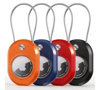 DDJ Paquete de 4 llaveros con soporte para AirTag, IPX8, funda impermeable para Apple AirTags de 1ª y 2ª generación y Moto Tag [bloqueo de cable de tornillo], con etiqueta de identificación para