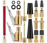 DDJ Presta a Schrader - Juego de adaptadores de válvula de latón de 21 piezas con agujas de bomba de bola, ajuste universal para bicicletas y scooters eléctricos