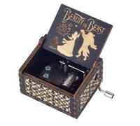 Ddjbdb - Caja de música de la bella y la bestia, mecanismo de 18 notas de madera tallada a mano, caja de música artesanal, regalo de San Valentín, Navidad, cumpleaños para su esposa, novia