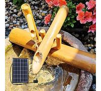 DDKYHU Fuente de Agua Solar de 16" con Bomba, Fuentes de bambú para Exteriores, Fuente Solar de bambú Mecedora Japonesa, para césped de Patio Interior y Exterior, Creatividad