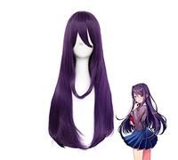 Ddlc Doki Doki Literature Club Yuri Mujeres Púrpura Larga Peluca Cosplay Disfraz de pelo sintético resistente al calor Juego de roles Pelucas