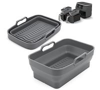 ddLUCK Accesorio para freidora de Aire, Paquete de 2 cestas de Silicona Reutilizables para Ninja AF300UK 7.6L Dual, Bandeja de Hornear Plegable para Accesorios de freidora de Aire