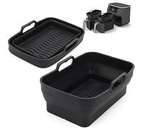 ddLUCK Forros de Silicona para freidora de Aire Ninja AF300EU 7.6L y Tower T17088, Paquete de 2 Cuencos de Repuesto de Silicona Reutilizables para freidora de Aire, Bandeja de Hornear Plegable para