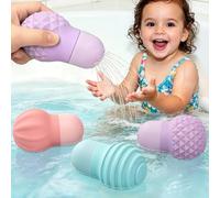 ddLUCK Juguetes Bañera Bebe, Set 3 Juguetes de Baño Silicona, sin BPA, Juguetes de Baño Bebé con Apretar y Asperjar, para Bebe Niños Niñas de 1 2 3 4 Año, para Ducha Piscina