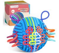 ddLUCK - Pelota de actividad sensorial, juegos antiestrés de silicona para autismo, TDAH, alejamiento, ansiedad, viaje, juguete silencioso Fidget Toys para niños y adultos, 10 colores con 20 cuerdas