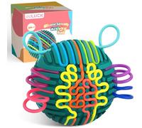ddLUCK - Pelota de actividad sensorial, juegos antiestrés de silicona para autismo, TDAH, alejamiento, ansiedad, viaje, juguete silencioso Fidget Toys para niños y adultos, 10 colores con 20 cuerdas