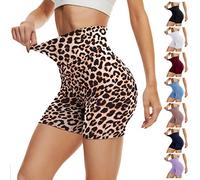 DDOBB Pantalones Cortos Mujer Mallas Cortas Shorts Mujer Pantalon Corto Mujer Leggins Cortos Boxer Anti-silp Debajo de Los Vestidos para Running, Yoga y Ejercicio(Leopardo,L-XL)