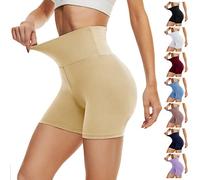 DDOBB Pantalones Cortos Mujer Mallas Cortas Shorts Mujer Pantalon Corto Mujer Leggins Cortos Boxer Anti-silp Debajo de Los Vestidos para Running, Yoga y Ejercicio(Beige,XXL)