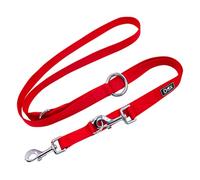 DDOXX Correa Perro de Nailon, Ajustable en 3 Direcciones, 2 m | Correas para Perros Grandes y Pequeños | Correa Doble para Perros, Gatos, Cachorros | Correa para Correr | Rojo, M