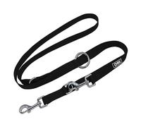 DDOXX Correa Perro de Nailon, Ajustable en 3 Direcciones, 2 m | Correas para Perros Grandes y Pequeños | Correa Doble para Perros, Gatos, Cachorros | Correa para Correr | Negro, XS