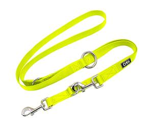 DDOXX Correa Perro de Nailon, Ajustable en 3 Direcciones, 2 m | Correas para Perros Grandes y Pequeños | Correa Doble para Perros, Gatos, Cachorros | Correa para Correr | Amarillo, M