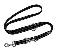 DDOXX Correa Perro Multiposición Nylon Reflectante, Ajustable en 3 tamaños, 2 m | Muchos Colores & Tamaños | para Perros Pequeño, Mediano y Grande | Correa Doble 2 Gato Cachorro | M, Negro, 2m