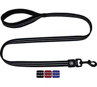 DDOXX Correa Perro Nylon, Reflectante, Acolchado, Lazo de Mano | Muchos Colores y Tamaños | para Perros Pequeño, Mediano y Grande | Accesorios Gato Cachorro | Negro, L