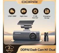 DDPAI N1 Dual Dash Cam Cámara de coche con visión nocturna, 1296P UHD F1.8, apertura WiFi, control por aplicación NightVIS, monitor de estacionamiento, compatible con cámara trasera