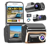 DDPAI Z90 Master 3 Kanal Dashcam Vorne Hinten Innen(4K+4K+3K),Dual STARVIS 2 IMX678 3 HDR Dashcam Coche, 64GB EMMC+128GB Karte Dash Cam, inkl.CPL, Nacht, GPS/ADAS/KI,WLAN, 4G LTE, 24h Parkwache,IPS 3"
