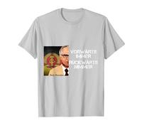 DDR Honecker hacia adelante Siempre hacia atrás Nimmer Camiseta, Hombre, Plata, L