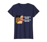 DDR Honecker hacia adelante Siempre hacia atrás Nimmer Camiseta, Mujer, Azul Marino, S