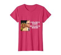DDR Honecker hacia adelante Siempre hacia atrás Nimmer Camiseta, Mujer, Rojo Jaspeado, S