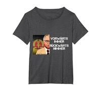 DDR Honecker hacia adelante Siempre hacia atrás Nimmer Camiseta, Mujer Tallas Grandes, Jaspeado Oscuro, 1XL Grande
